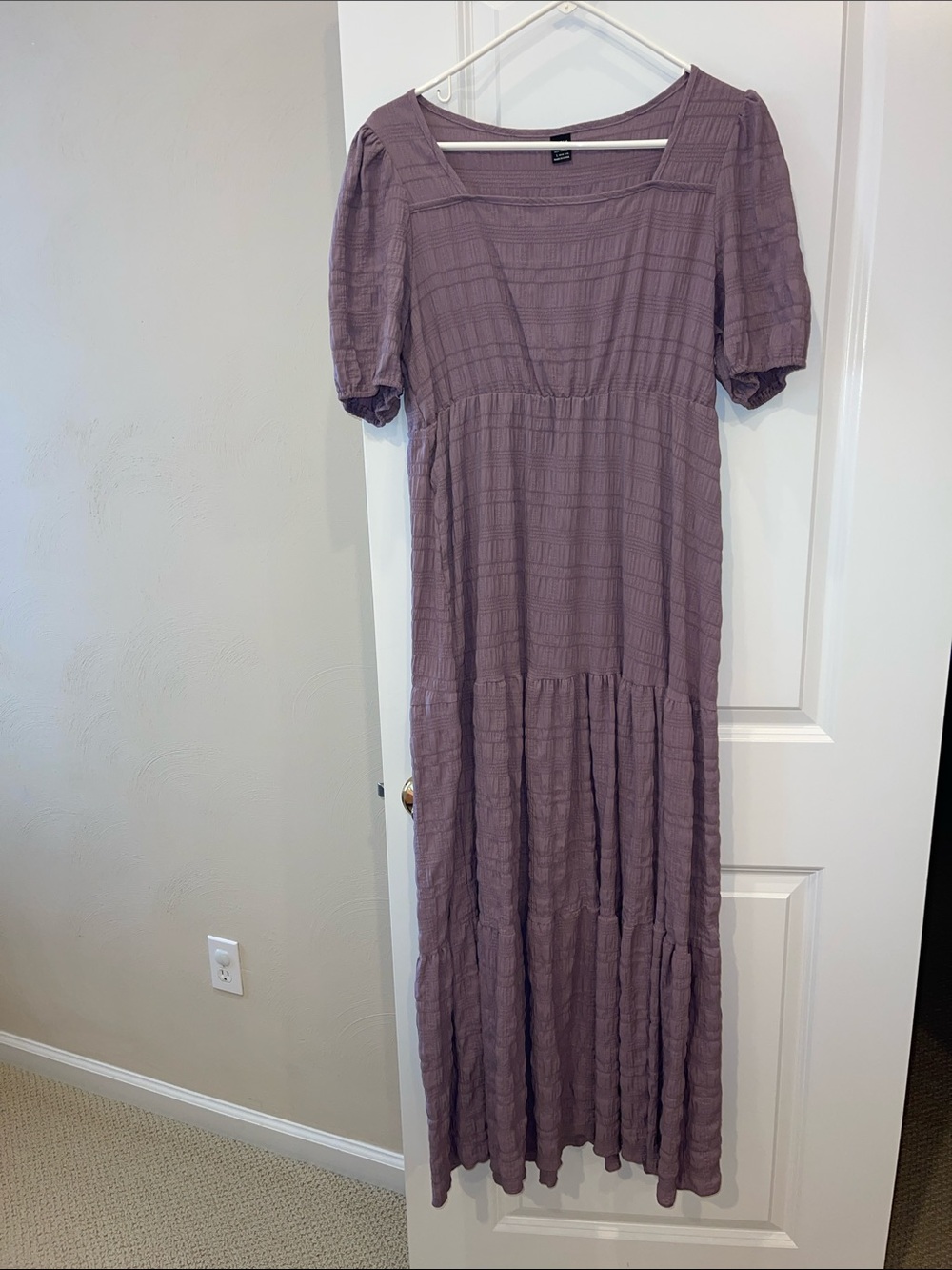 Purple Tiered Maxi Dress with Square Neck